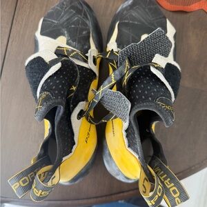La Sportiva Men’s “Solution” Rock Climbing Shoes - Black and Yellow